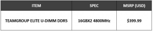 32GB4800MHzƵ ʮELITE U-DIMM DDR5