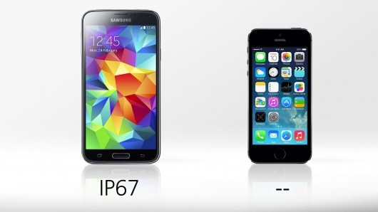 The Galaxy S5 has a dust and water resistance rating of IP67