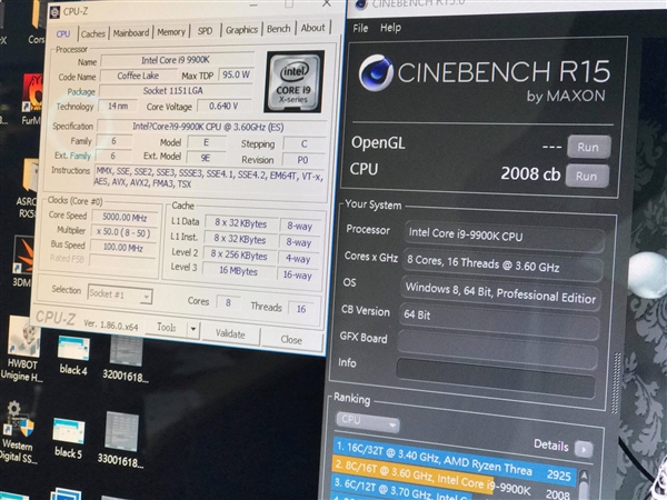 i9-9900K CineBench R15�ܷ��ع⣺8���ıƽ�10����i9-7900X
