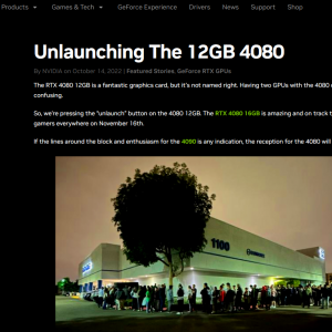 �Կ�ʷ�ϵ�һ�Σ�RTX 4080 12GBͻȻȡ��